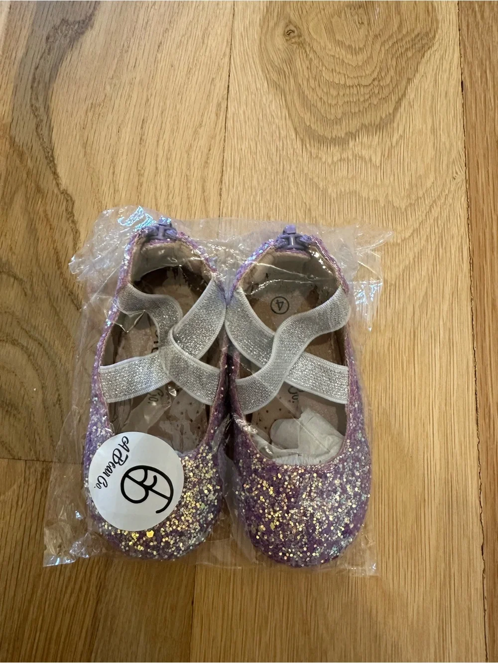 NEW NEVER OPENED - A Bear Co purple glitter ballet shoes